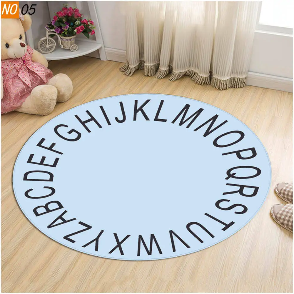 

Nordic 26 Letters Round Mat Carpet Round Carpet Rug Non-Slip Play Mat Floor Mat Cute Floor Rug For Living Room Bedroom Kid Room