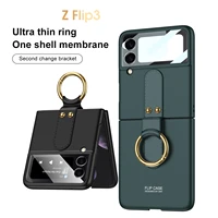 finger key ring bracket case for samsung galaxy z flip 4 shockproof matte pc camera glass protective phone cover z flip 3 5g