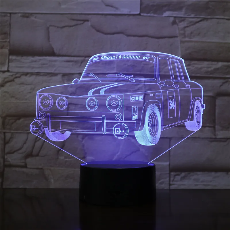 Car 2 Суперкар 3D USB лампа Grand Touring Car ночник 7 цветов Изменение популярный стол рядом со спальным декором подарок для детей мальчиков любовник - Испускаемый цвет: Car 2