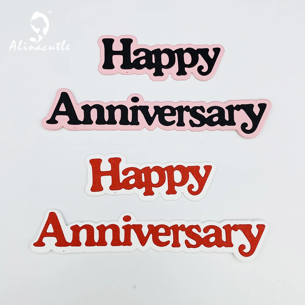 Металлические Вырубные штампы Alinacutle для счастливой годовщины скрапбукинга