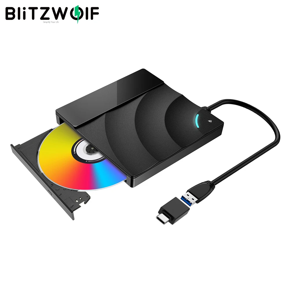 

BlitzWolf BW-VD2 External USB 3.0 Type C External Blu-Ray DVD RW CD Writer Drive Burner Reader Player Optical Drives for PC