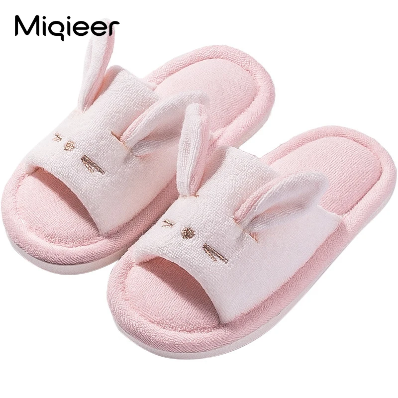 Тапочки детские льняные мягкая нескользящая подошва Симпатичные домашние тапки