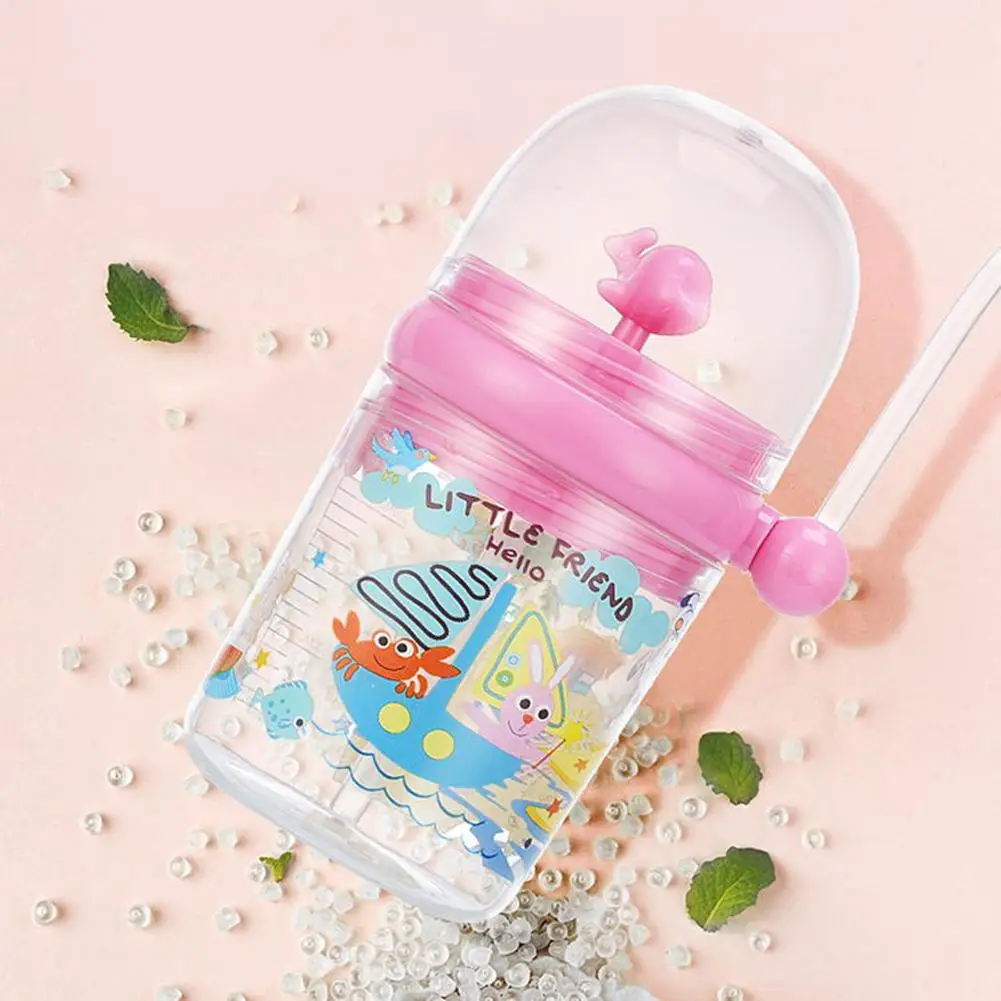 

250ml Outdoor Portable Cartoon Whale Spray Water Kids Feeding Cup Training Drink Bottle Mug with Safety Straw