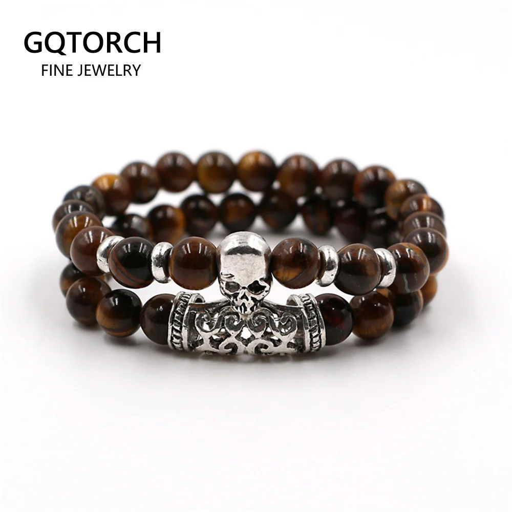 Браслеты и браслеты из лавы тигровые глаза бусины натурального камня в стиле