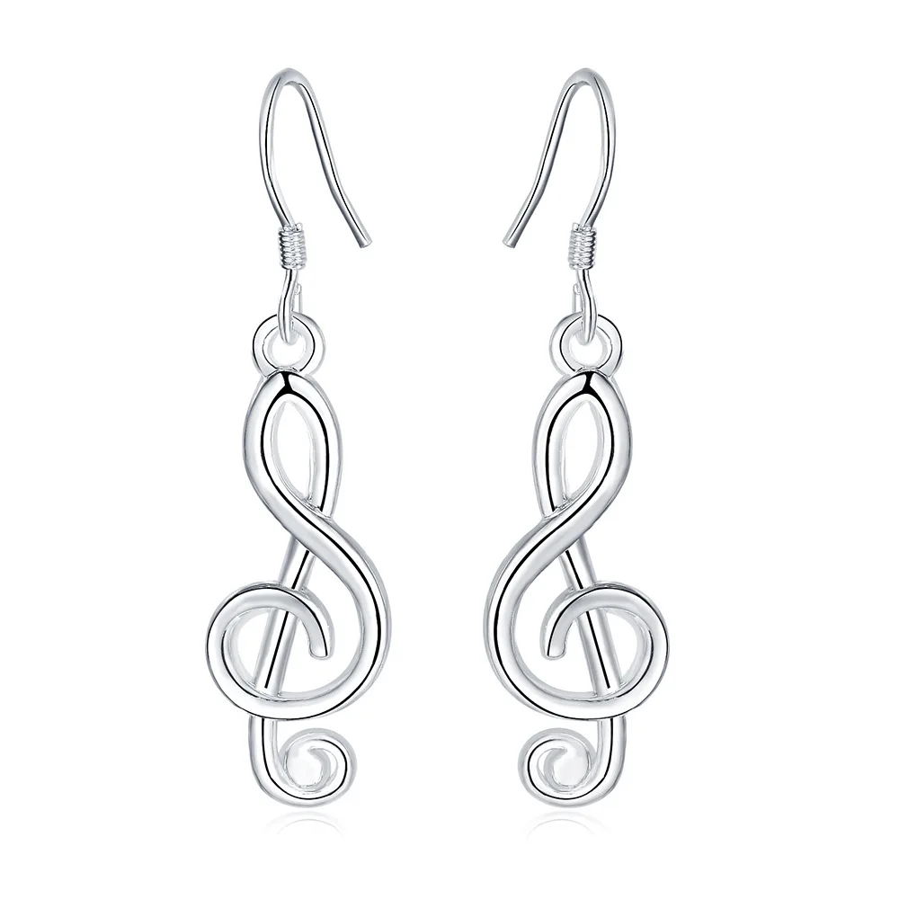 

925 sterling silver atmosphere fashion ladies music notes ladies earrings ear hanging jewelry wedding gift party jewelry