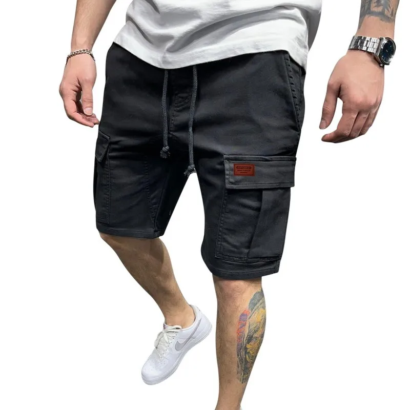 

Men Elastic Drawstring Trunk Fitness Streetwear Casual Breathable Gym Shorts Loose Hip Cargo Shorts Summer Shorts Men Clothing