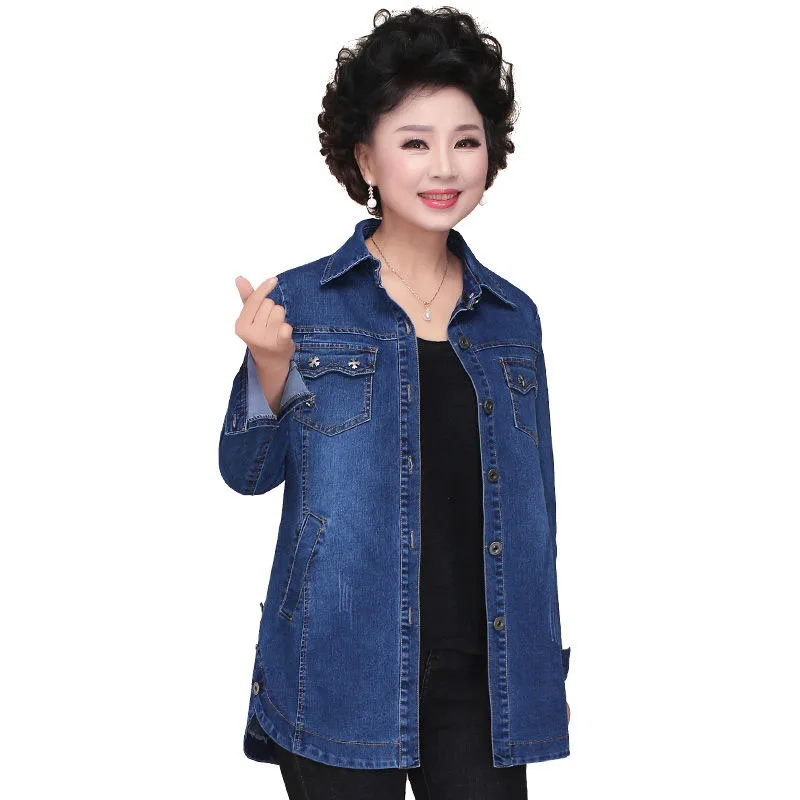 Куртка женская джинсовая средней и длины модная повседневная одежда из денима
