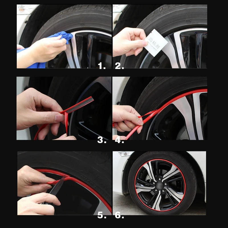 Универсальный красный 8 м автомобильный ободок для колес обода шин защитная