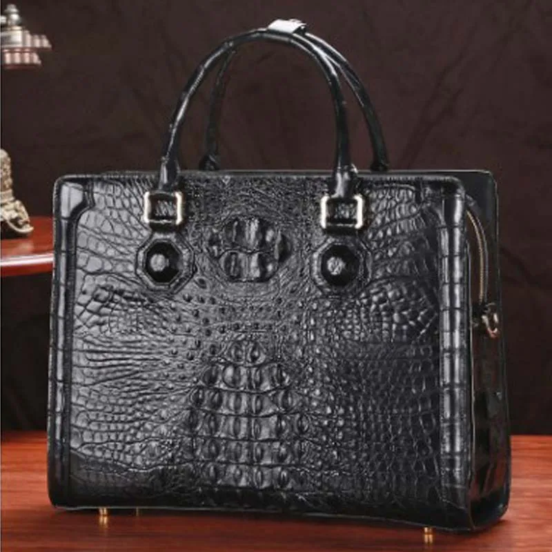 LINSHE crocodile  men  handbag  business  Genuine leather  Cross section  worn  Laptop bag  The large capacity  Men's bags