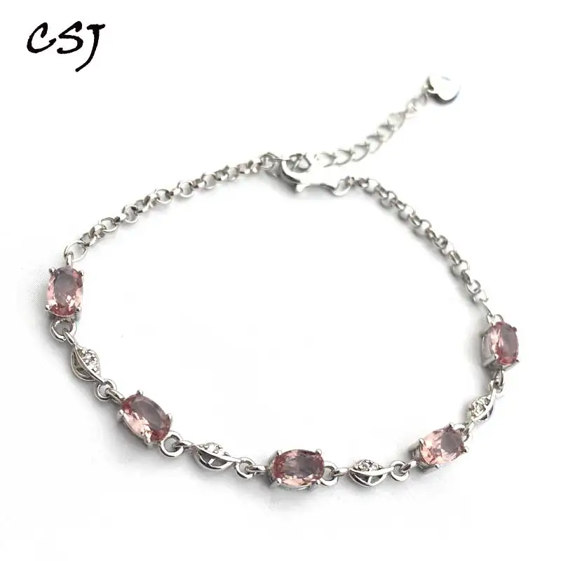Женский браслет CSJ из стерлингового серебра 925 пробы с овальным вырезом 4*6 мм |