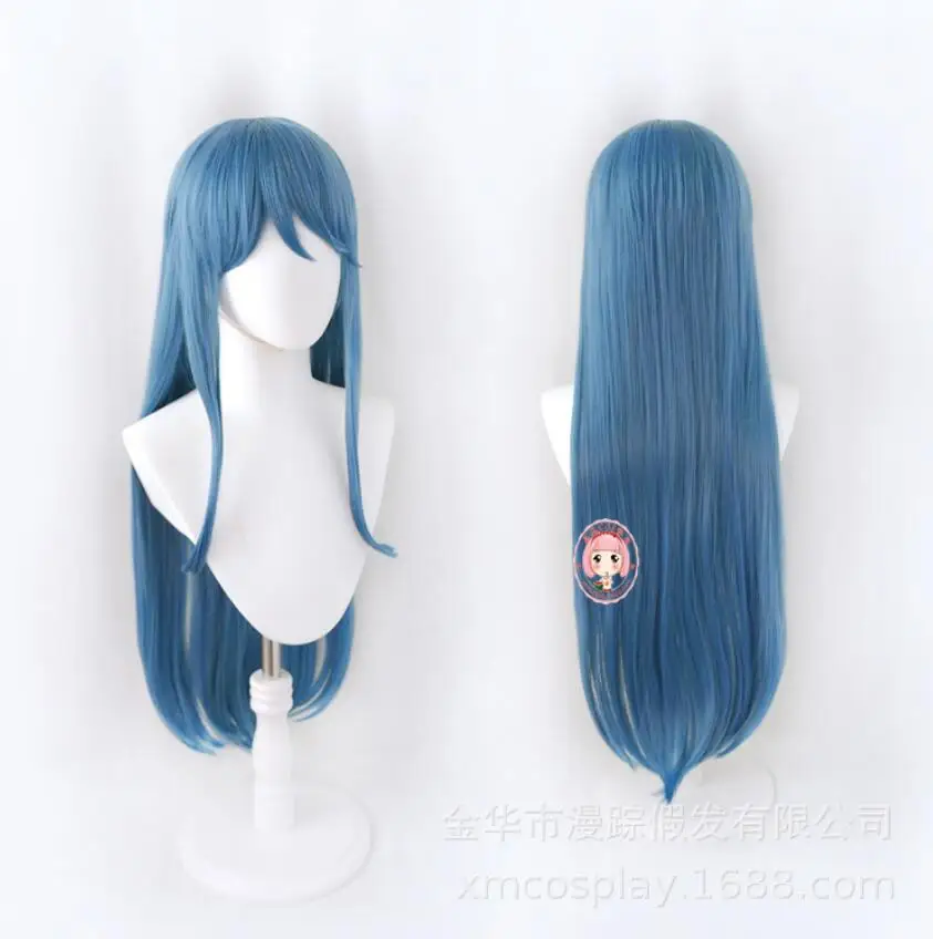 

Cosplay Anime 80CM Women Blue Long Wig Costume Dangan Ronpa Heat Resistant Movies Hair Danganronpa Carnival Party Wigs