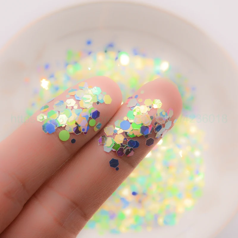 Блестящий микс в горошек круглые шестиугольные цветные Свободные пайетки для