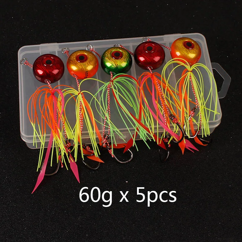 60g x 5 PCS PACK 5 шт. в упаковке 150 г Tai Rubbers Kabura Slider Jig Madai Sinker свинцовая морская приманка красный Snapper морские рыболовные приманки лодка - Цвет: 60g x 5 PCS PACK