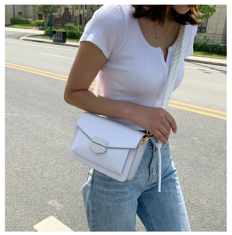 Маленькая сумка через плечо из искусственной кожи для женщин 2020 плетеная Сумка