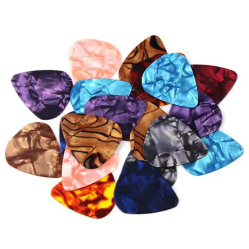 

New 100Pcs Guitar Picks Acoustic Electric Plectrums Celluloid Random Color
