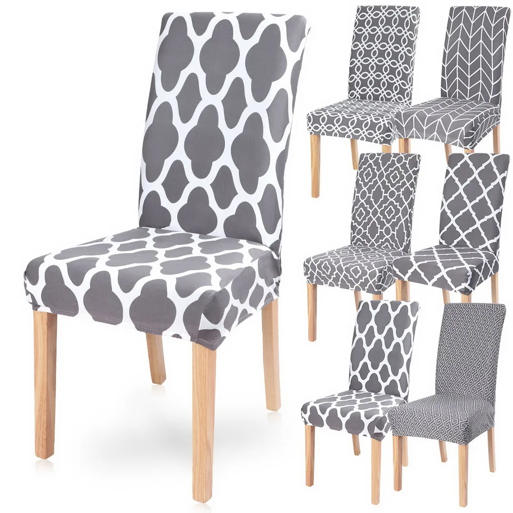 Серый Печатный Чехол для стула универсальный размер съемное моющееся сиденье