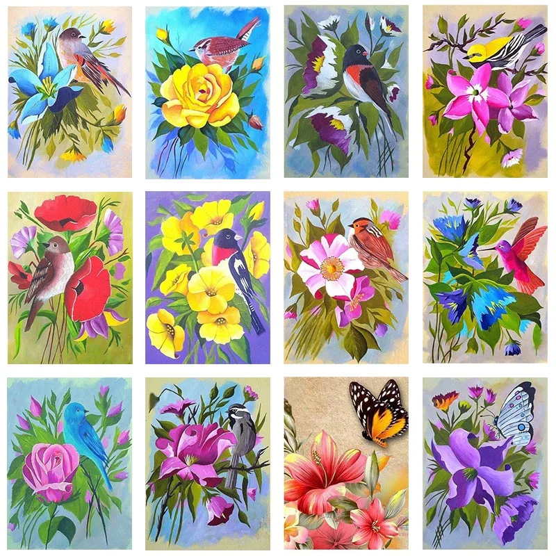 

5D DIY Beautiful Flowers Bird Plants Diamond Painting Cross Stitch Handmade Mosaic Floral Embroidery Rhinestone Decor Art