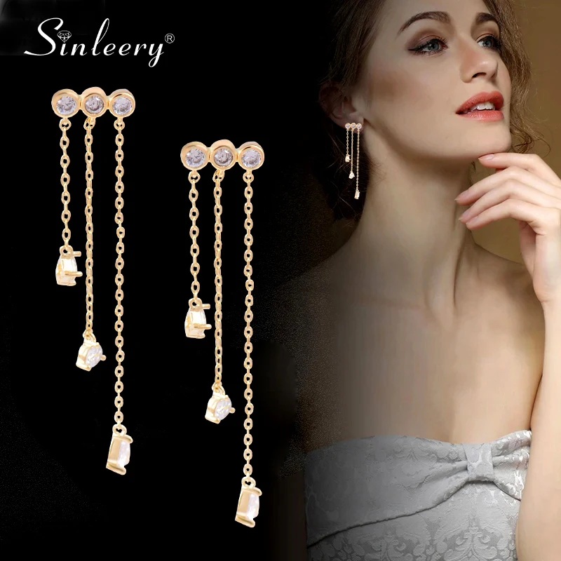 SINLEERY серьги подвески разной длины с кисточками желтые золотые серебряные