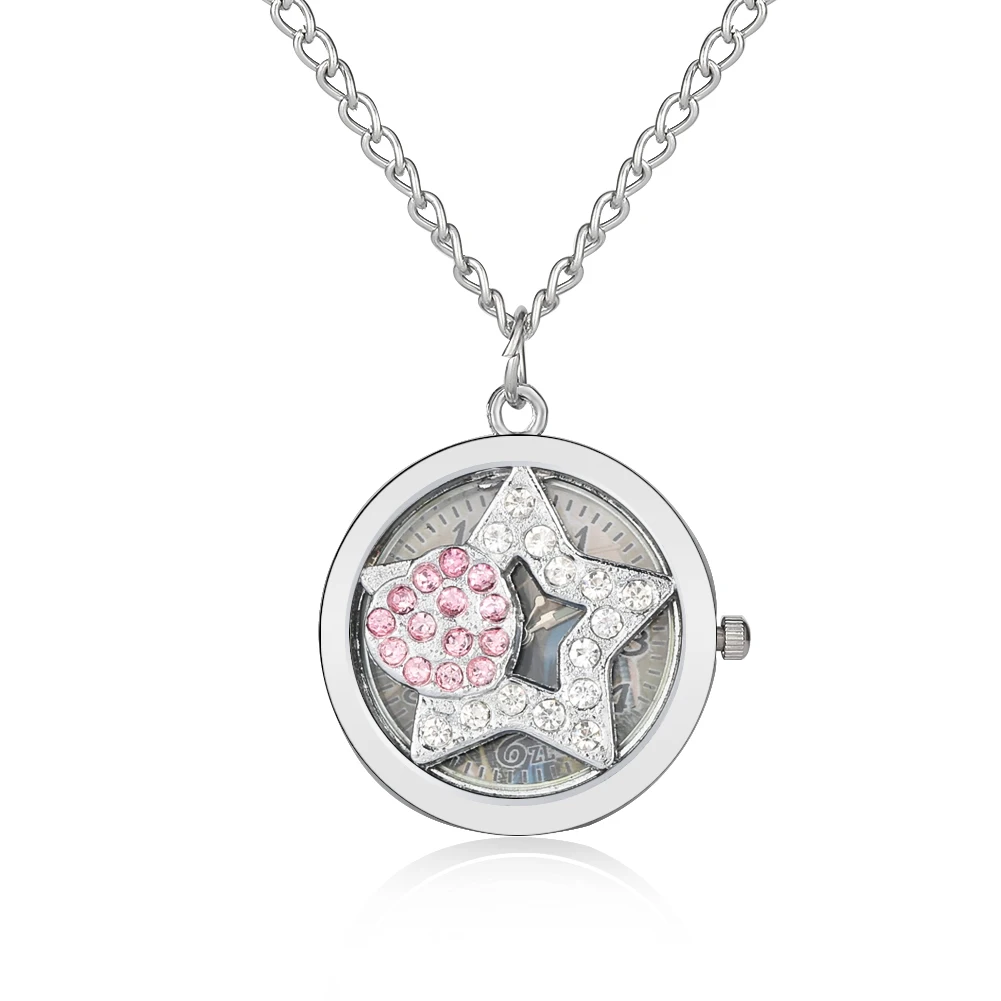 Inlaid with Diamonds Аниме тематические карманные часы маленький циферблат серебряные кварцевые карманные часы тонкое ожерелье, подвеска, цепочка часы лучшие подарки для детей оптом - Цвет: Inlaid with Diamonds