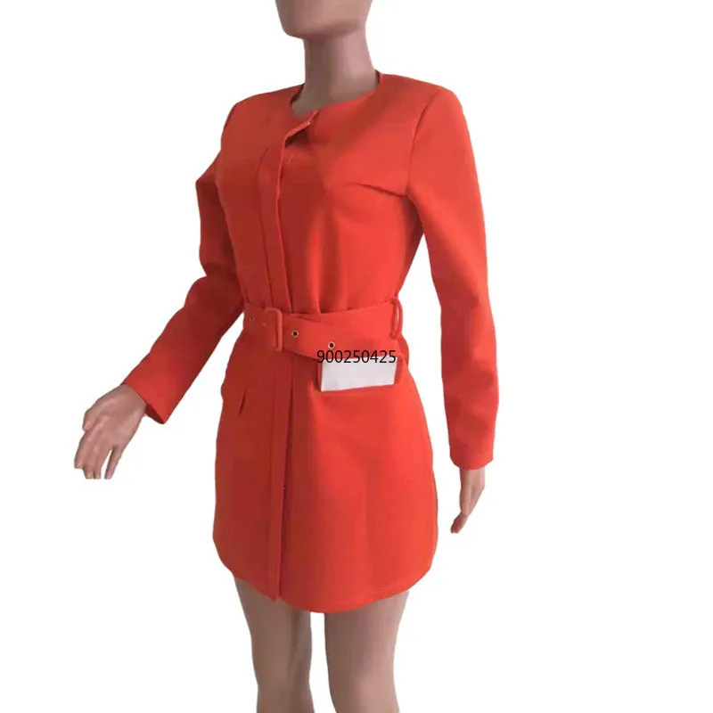 2020 Africa Suit Dress African Dresses For Women Dashiki Ladies Clothing Ankara Plus Size Elegant Orange Pencil with Belt | Тематическая