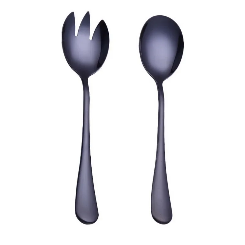 

Gold Salad Spoon Fork 2PCS Salad Spoon Stainless Steel Cutlery Set Serving Spoon Set Colorful Unique Spoons