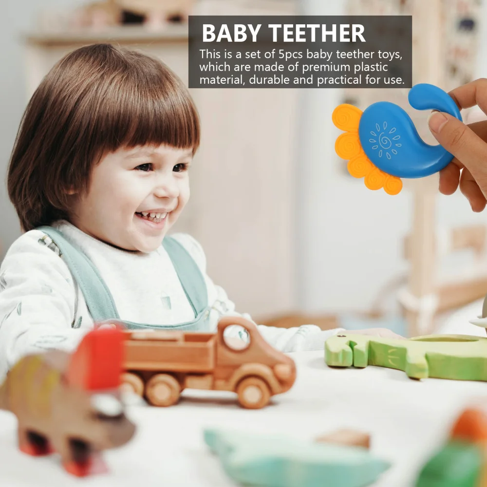 

5pcs Baby Teething Toys Baby Teether Rattle Toys Kid Toys (Assorted Color)
