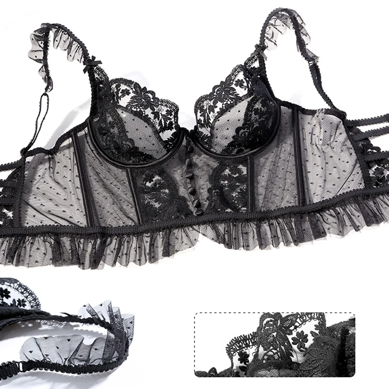 CINOON French Embroidery Lace Women's Bra Top Sweet Female Wedding White Bralette Vest Sexy Corset Bras Comfortable Intimates