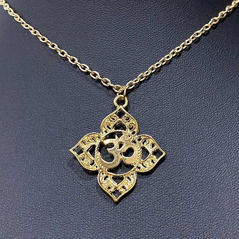 

2021 Fashion Filigree OHM OM AUM Buddha Lotus pendant Designer Necklace Jewelry On The Neck Women's Costume Charm Gift