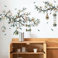 magnolia branch wall stickers for bedroom living room sofa tv background wall decor birds nest sticker home decor wallpapaers