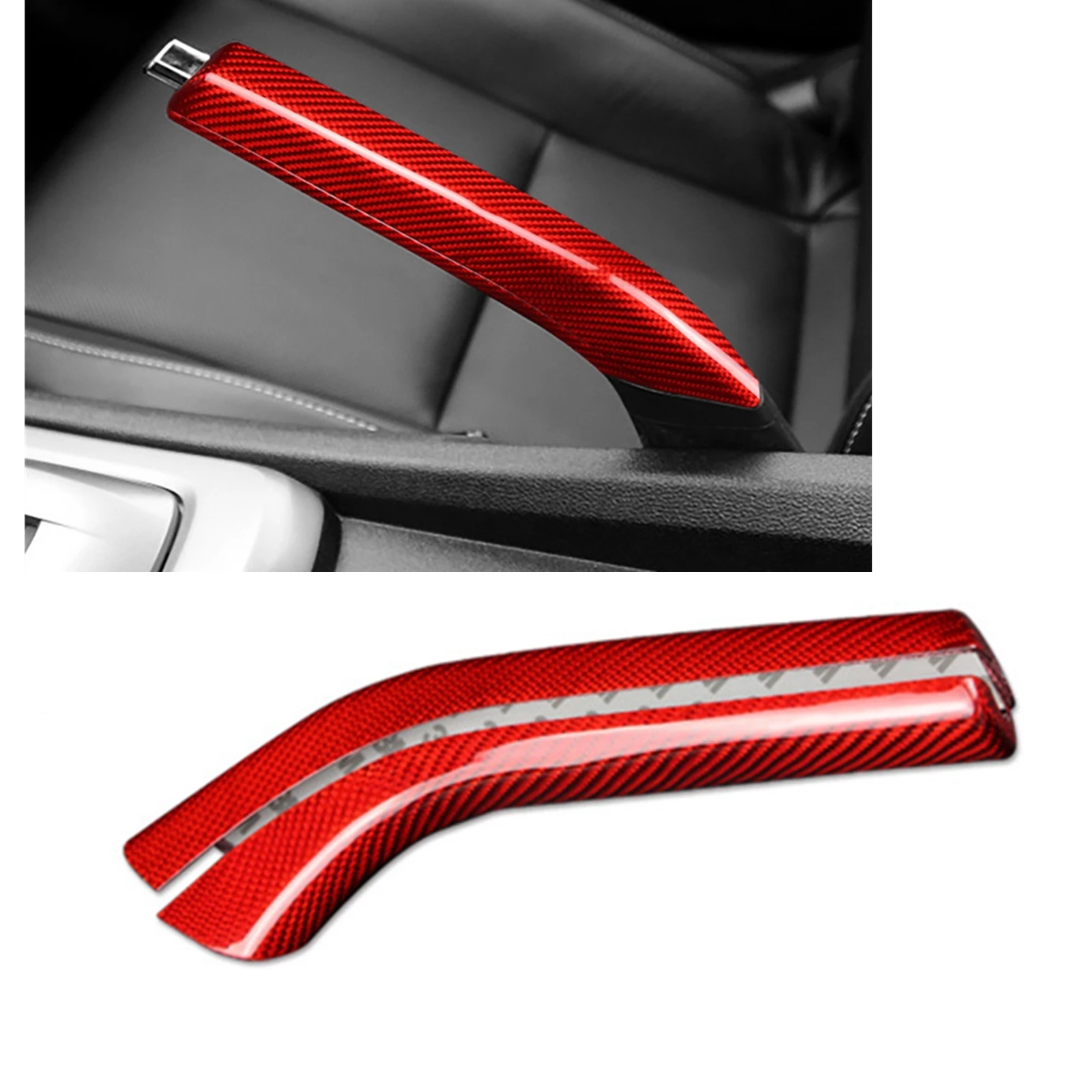 

For Chevrolet OLD Camaro 2010-2015 2-Door Car Handle Hand Brake Cover Trim Red/Black Carbon Fiber Handbrake Handknob Case Shell