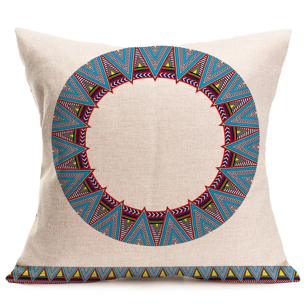 

New Bohemian Pattern Pillowcase Car Sofa Printing Cushion Cover Square Flax Pillowcase 43*43cm Bedroom Bedding Decoration#X