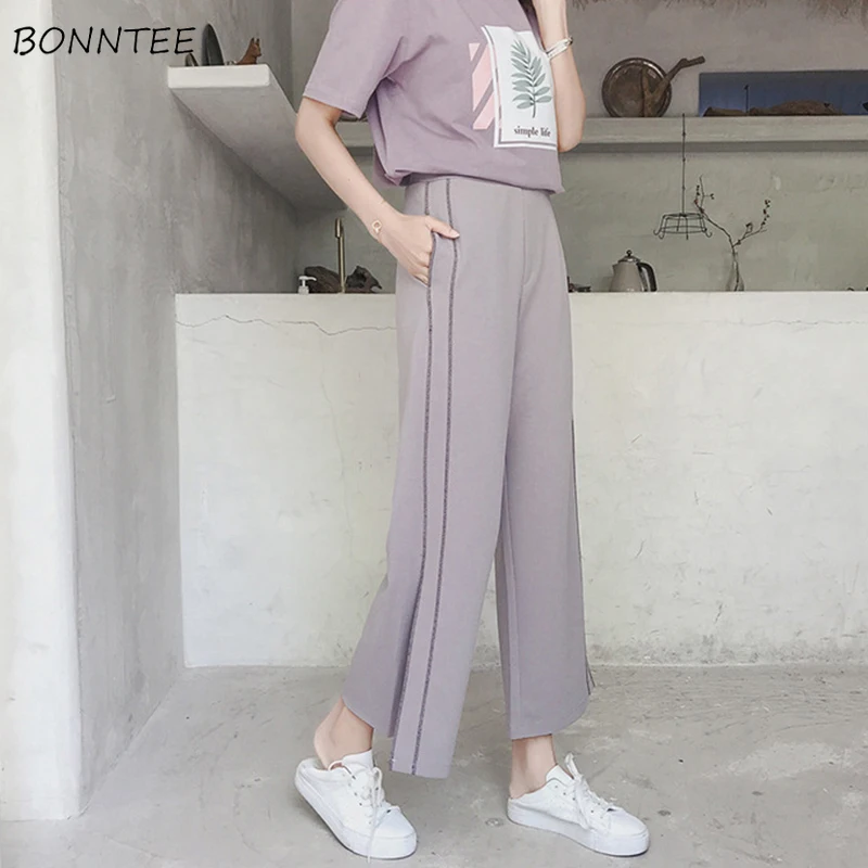 

Брюки женские весенне-летние 2020 тонкие простые свободные с высокой талией в Корейском стиле универсальные трендовые уличные Элегантные по...