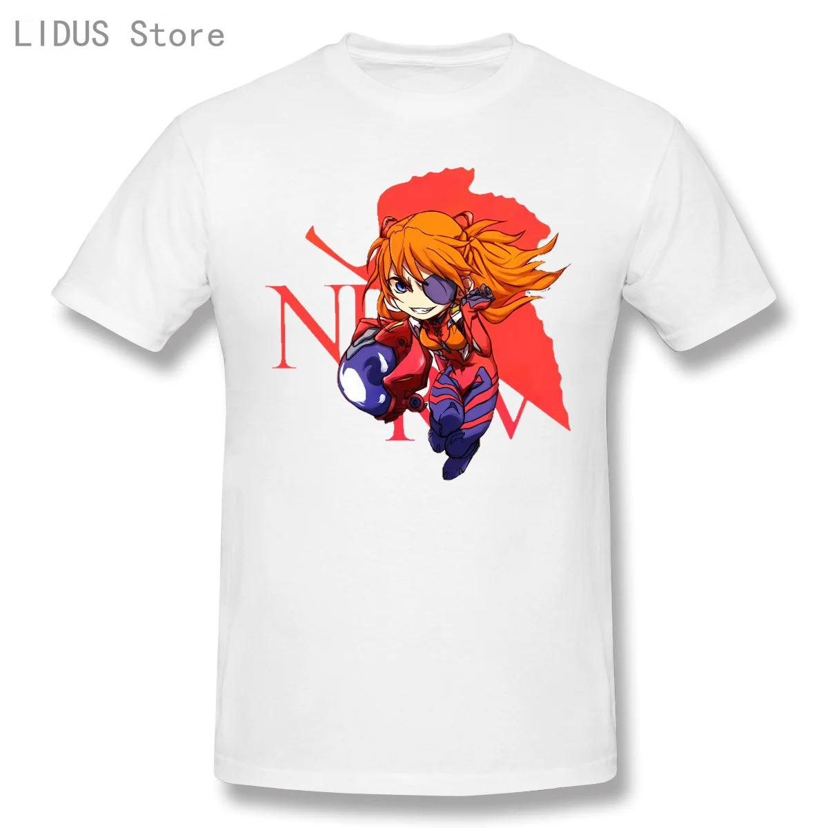 

2021 Fashion Graphic T-shirt Cartoon Anime Evangelion Short Sleeve Casual Men O-neck 100% Cotton T shirt Top