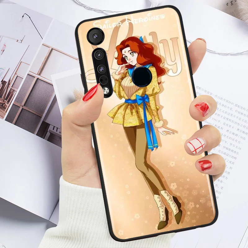 

Disney Animation Cartoon Princess Color Cover For Motorola G9 G8 G Power One Fusion Edge E6 Plus Play Lite Soft Black Phone Case