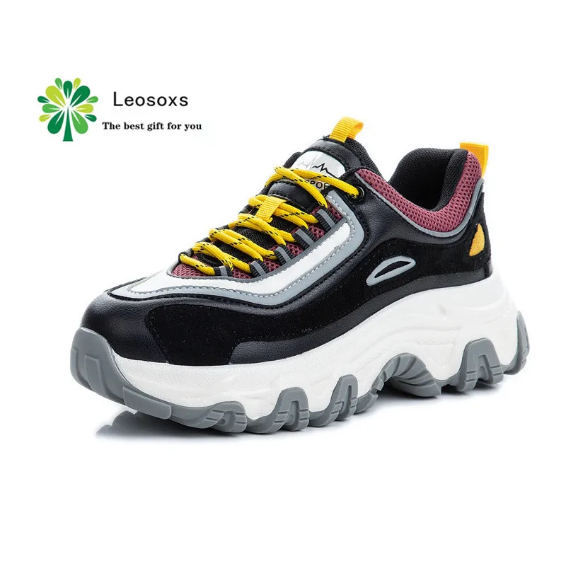 

Leather Women's Shoes with Suction Film Soles New Sports and Leisure Shoes In Spring and Autumn Leosoxs KuaFu Shoes Platform