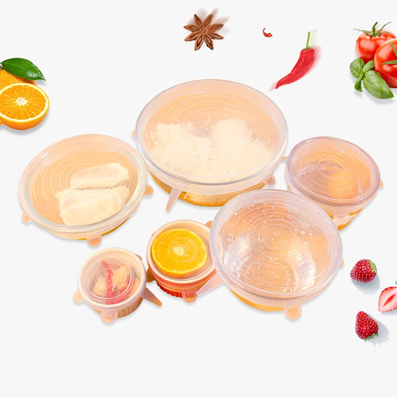 Многоразовые силиконовые эластичные крышки 6 шт. универсальная крышка