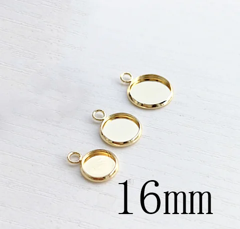 16mm gold Basehome 20 штук Нержавеющая сталь Настройки Подвесные кабошоны базовые рамка Лотки пустой подходит 6/8/10/12/14/16/18/20 мм кабошоны Камея "сделай сам" - Цвет: 16mm gold