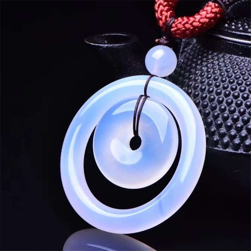 

Белые ожерелья с подвеской из натурального агата халцедона для матери и ребенка, ювелирные изделия из нефрита для женщин