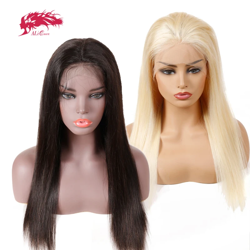 613 светлые прямые полные парики человеческих волос с волосами младенца 8 26