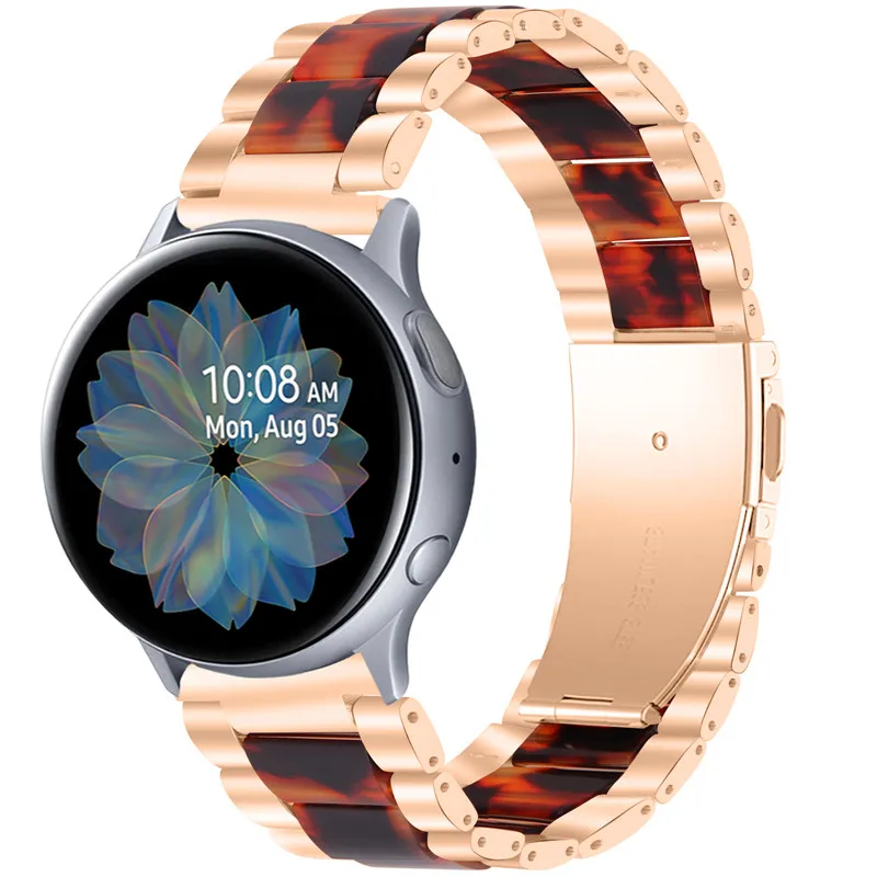 

20mm Stainless Steel Resin Watchbands for Samsung Galaxy Watch 3 41mm Active 2 Strap Metal Bracelet for Huawei Watch GT 2 42mm