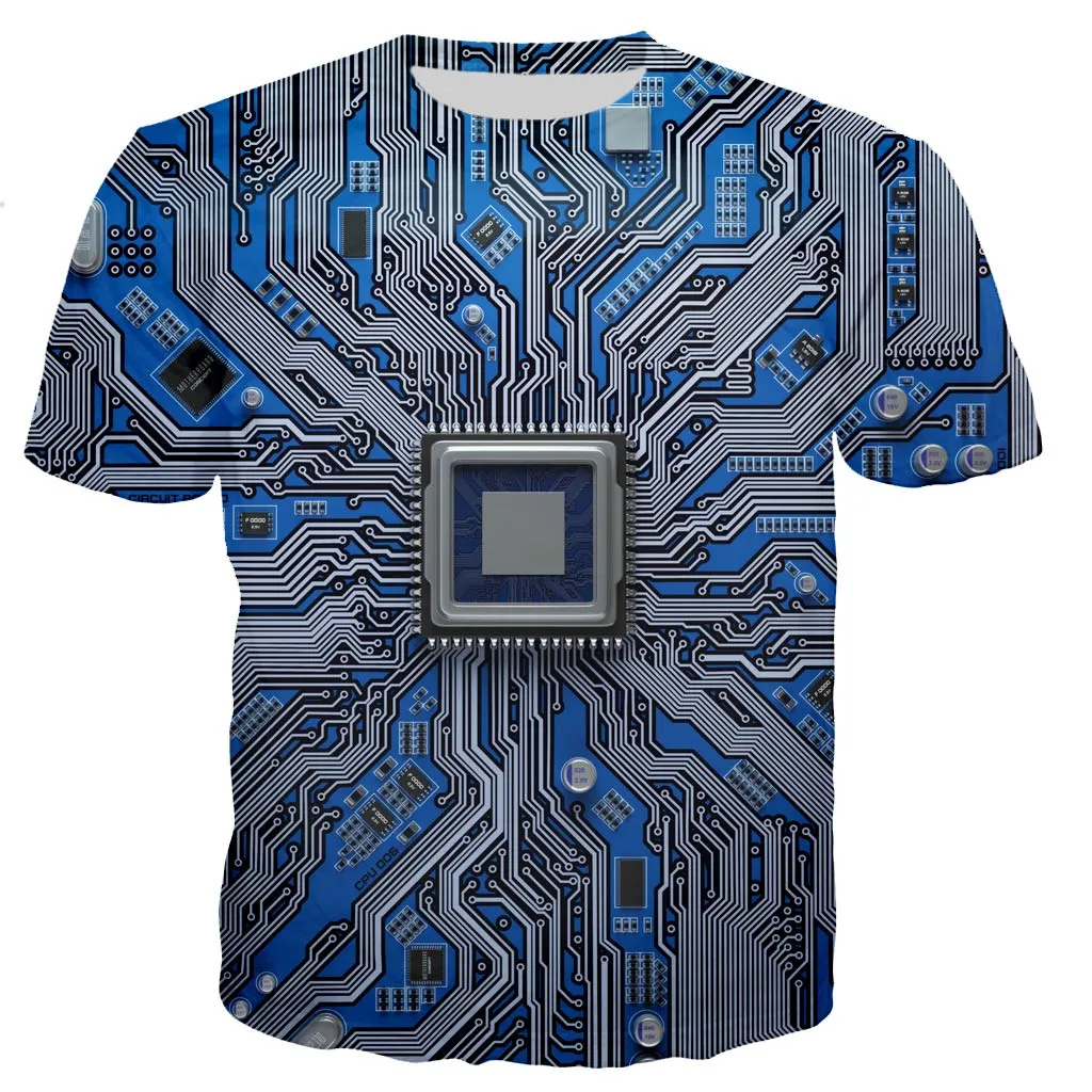 

Electronic Chip 3D Print T Shirt Unisex Fashion Casual Short Sleeve Oversized T-shirt Men Harajuku Streetwear Hip Hop Cool Tops