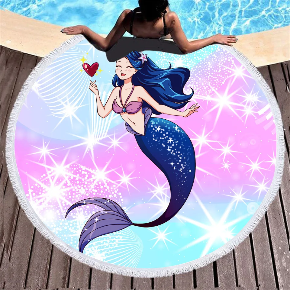 3d Русалка цифровая печать пляжные Полотенца 150 см внешняя часть изготовлена из