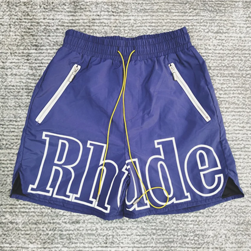 

Blue RH LOGO Rhude SHORTS 2021SS Men Women WASHED NYLON RHUDE Board Shorts Inside Mesh Breeches Oversize