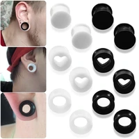 2pcslot silicone flexible thin double flared ear plugs flesh tunnel ear gauges expander stretcher earlets ear piercings jewelry