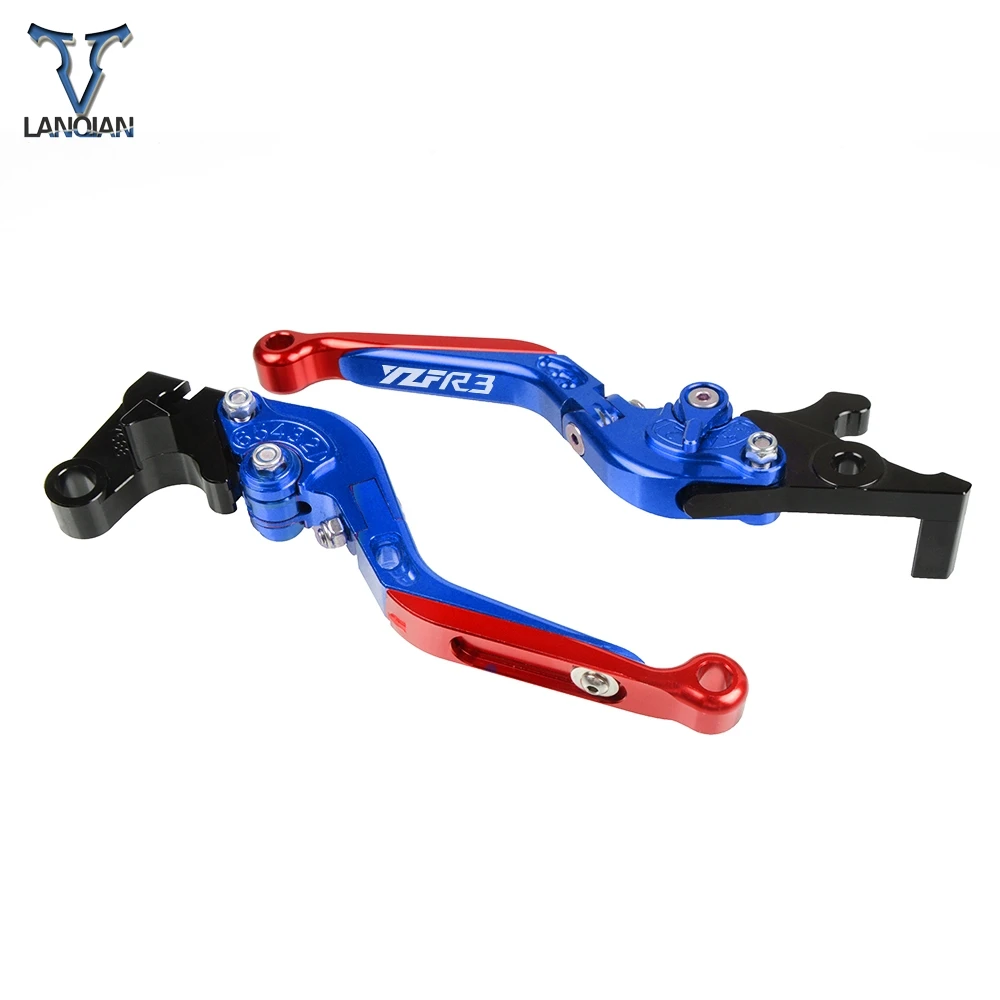 

Motorcycle Motorbike Accessories Aluminum Adjustable Brake Clutch Levers With YZFR3 LOGO For YAMAHA YZF R3 YZFR3 2015 2016 2017