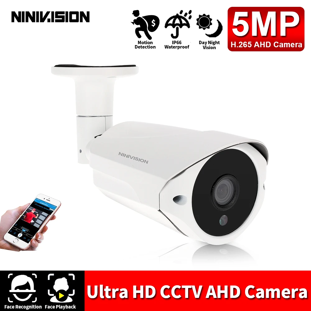 Камера видеонаблюдения NINIVISION HD 5 МП AHD водонепроницаемая IP66 объектив 3 6 мм 36