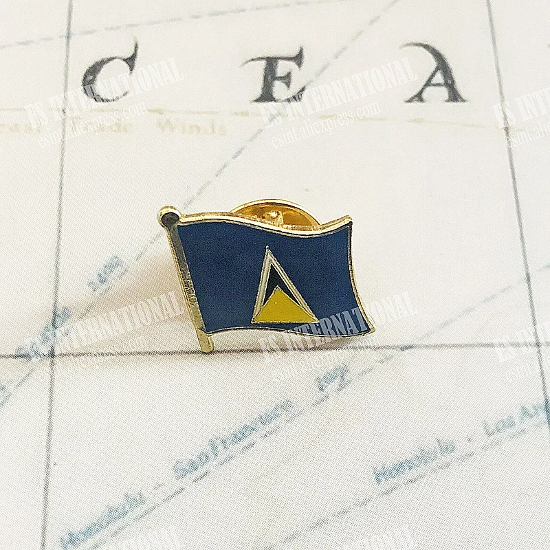 Значок на лацкан с национальным флагом Санта-Люсии брошь из эпоксидной смолы