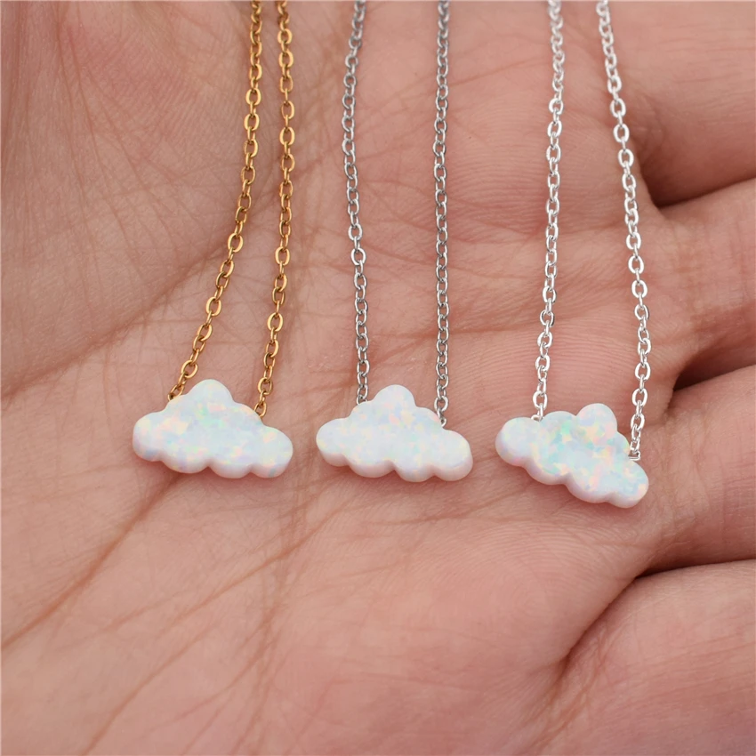 Женское ожерелье с подвеской в виде облака из белого опала | Украшения и