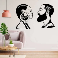 beautiful african men and women vinyl wall decal queen king black man woman couple home bedroom decoration beauty salon sticker