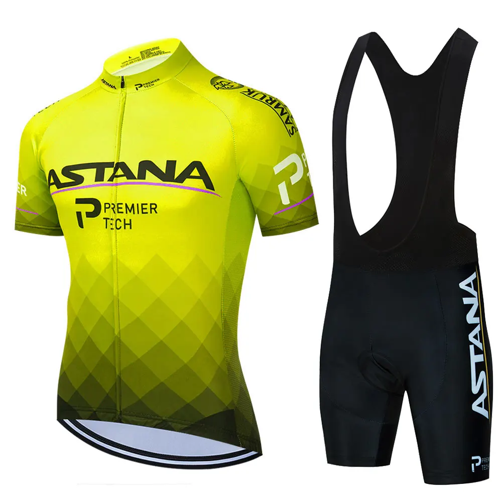 

2021 New Blue Astana Pro Bicycle Team Short Sleeve Maillot Ciclismo Men's Cycling Jersey Summer Quick dry Cycling Clothing Sets
